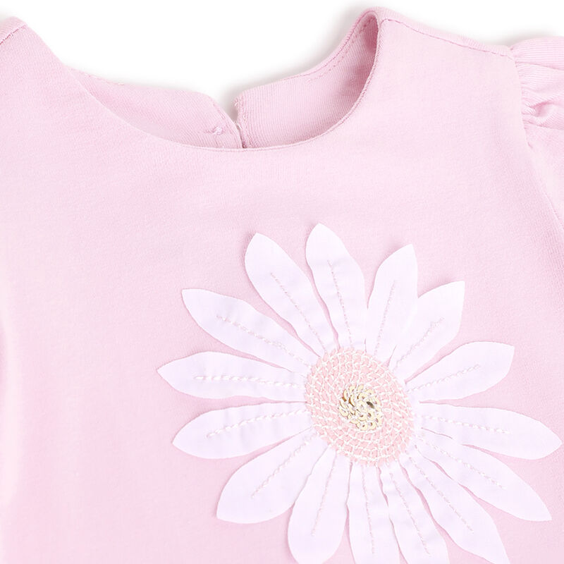 Girls Light Pink Embellished Short Sleeve T-Shirt image number 2